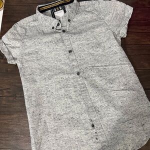 Denim & Flower Ricky Singh Boys Button Down Shirt Size 11/12 Grey Speckled